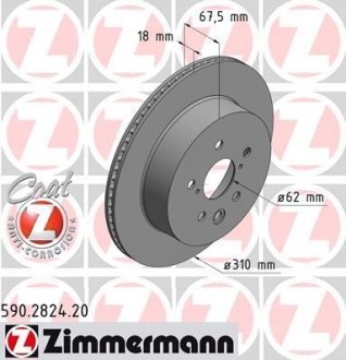 Диск гальмівний (задній) Lexus GS/IS II/IS C 05- (310x18) ZIMMERMANN 590.2824.20