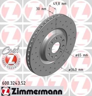 Диск тормозной ZIMMERMANN 600.3243.52