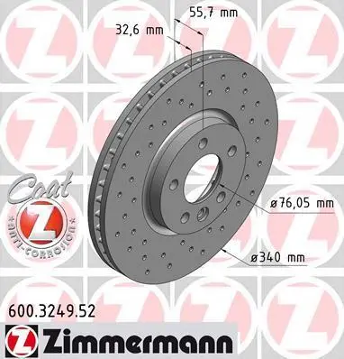 Диск гальмівний SPORT Z ZIMMERMANN 600324952 (фото 1)